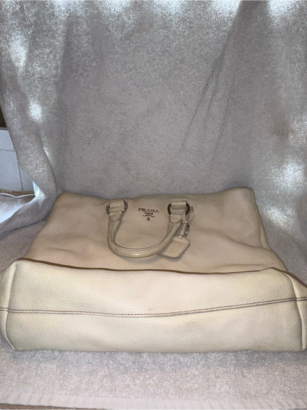 Prada Cream Leather Tote Bag Authentic - Picture 9 of 9